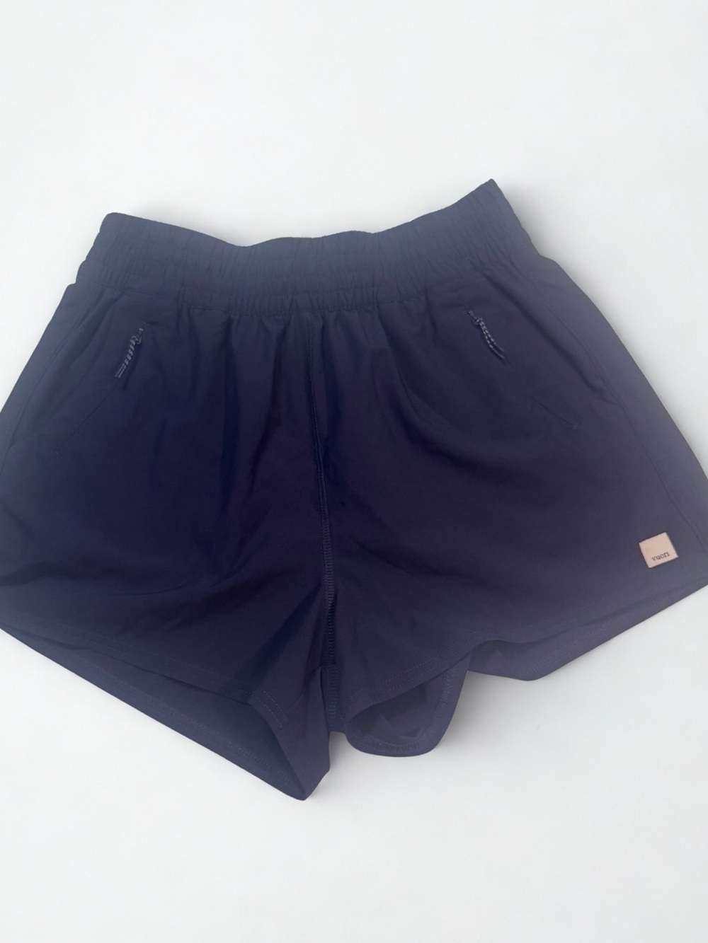 Vuori Navy Blue Athletic Shorts with Zip Pockets